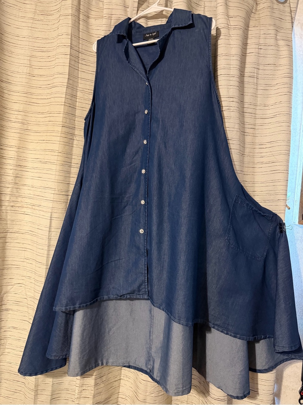 Step In Style Sleeveless High Low Denim Shirt Dress XL